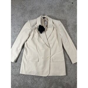 Express Cream Blazer with Black Flower Accent